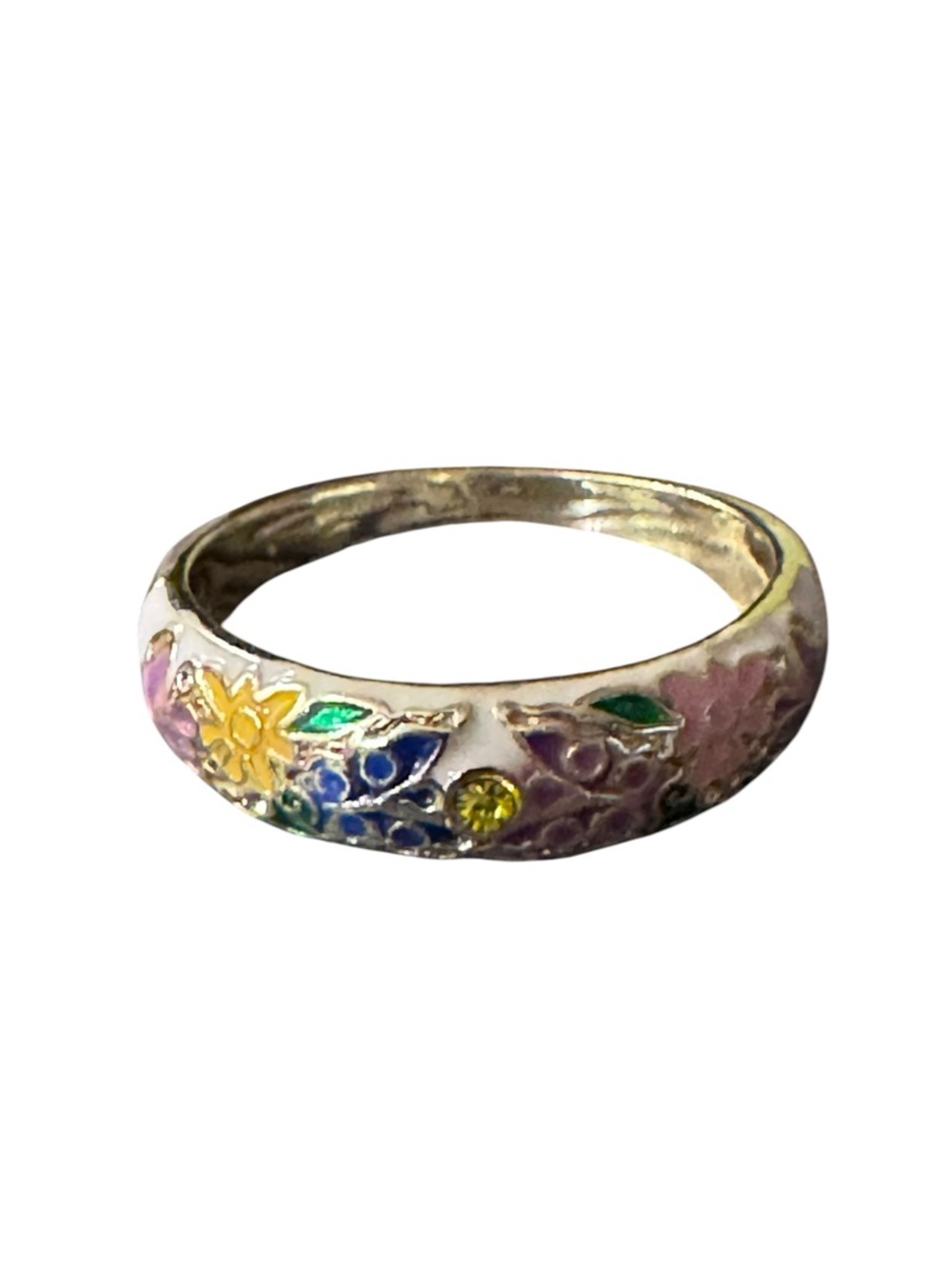 Multi-Color Enamel Floral Band Ring